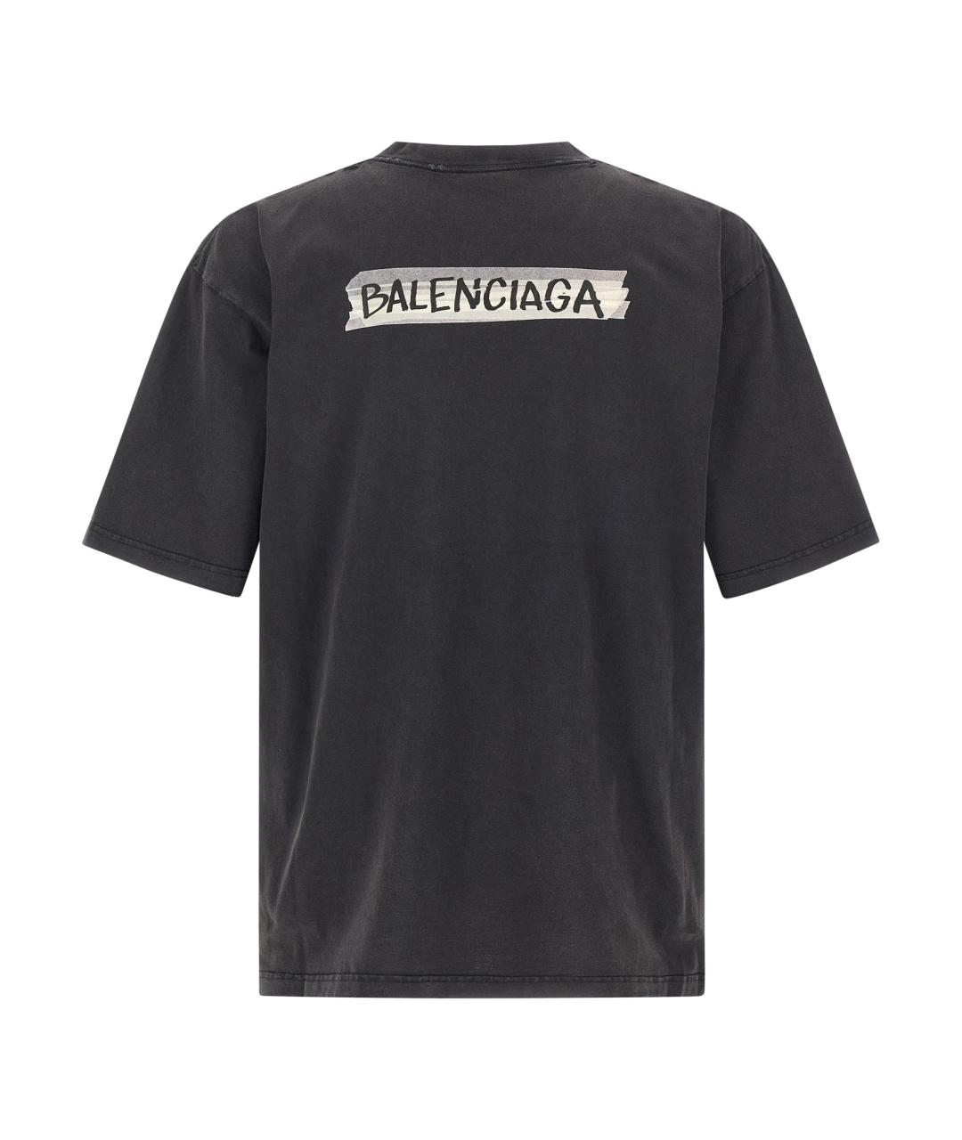 BALENCIAGA Черная хлопковая футболка, фото 2