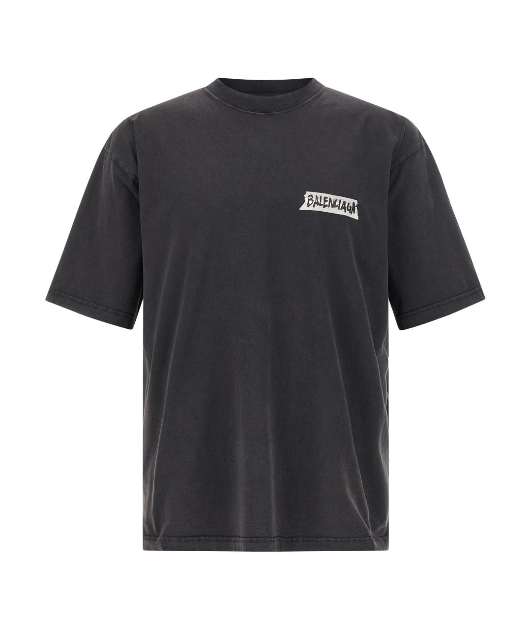 BALENCIAGA Черная хлопковая футболка, фото 1
