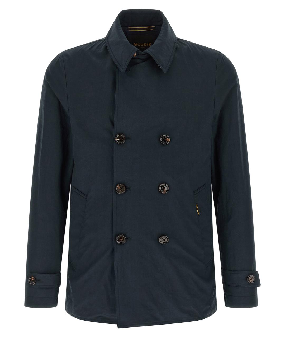 MOORER Синий хлопковый тренч / плащ, фото 1