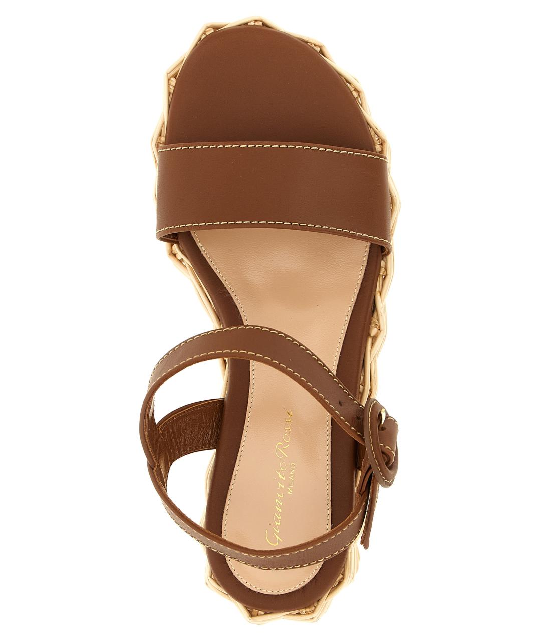 GIANVITO ROSSI Коричневые кожаные босоножки, фото 4