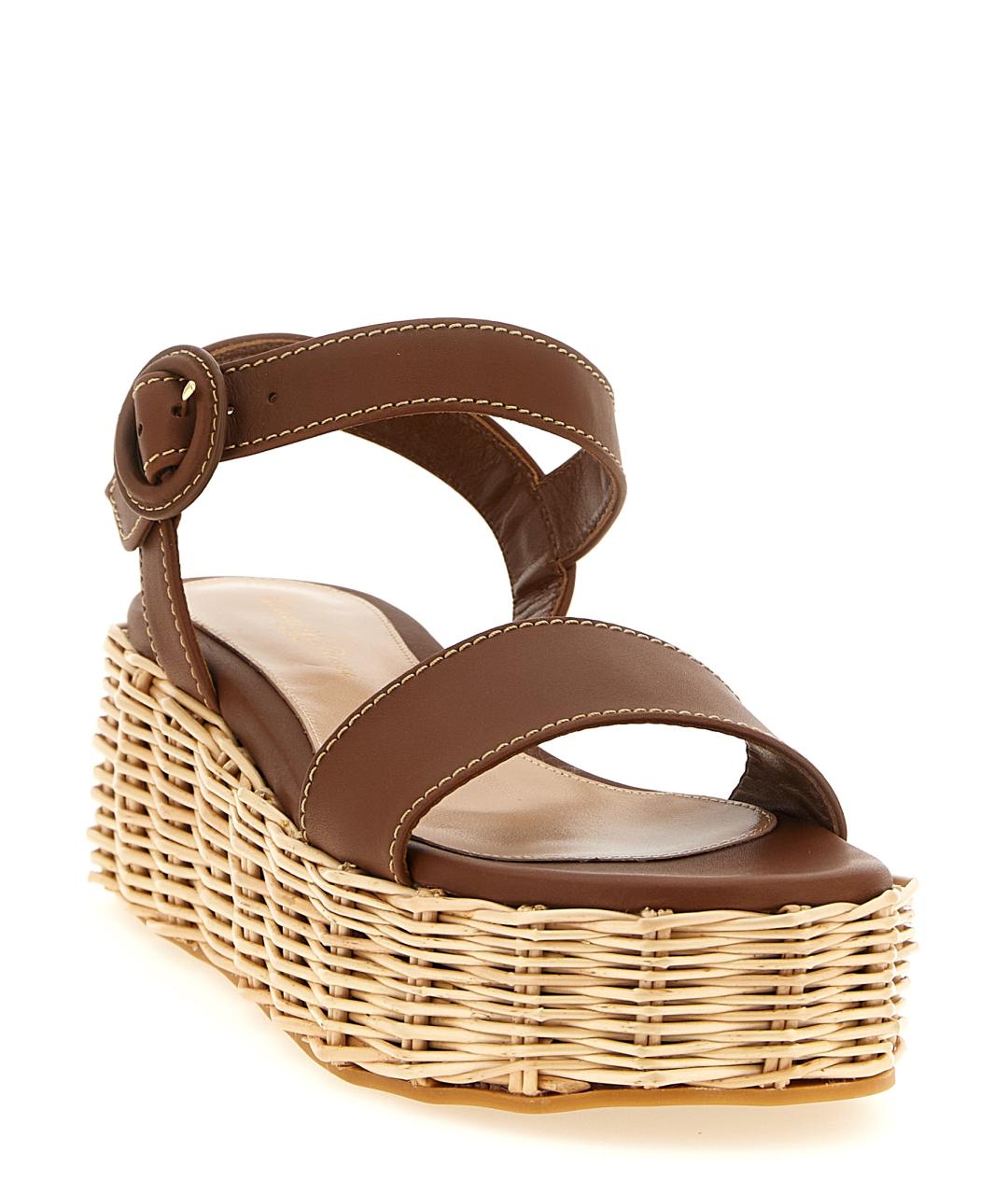 GIANVITO ROSSI Коричневые кожаные босоножки, фото 2