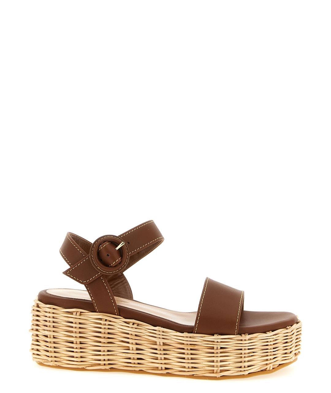 GIANVITO ROSSI Коричневые кожаные босоножки, фото 1