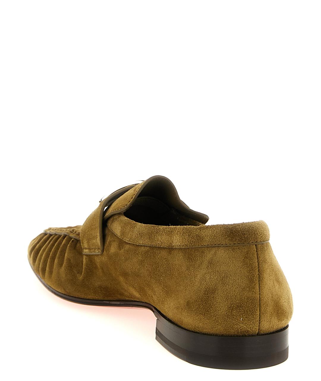 CHRISTIAN LOUBOUTIN Коричневые кожаные мокасины, фото 3