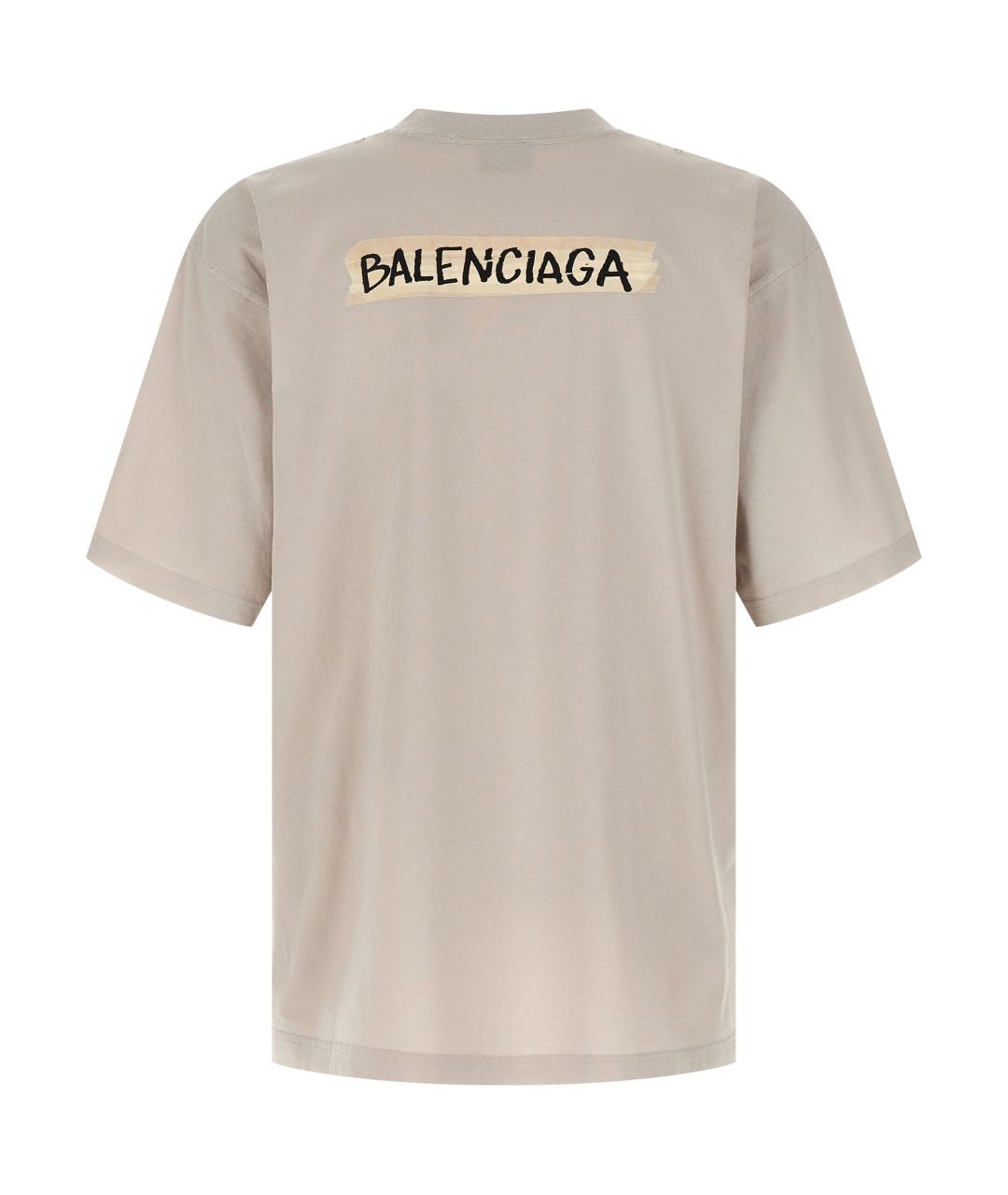 BALENCIAGA Серая хлопковая футболка, фото 2