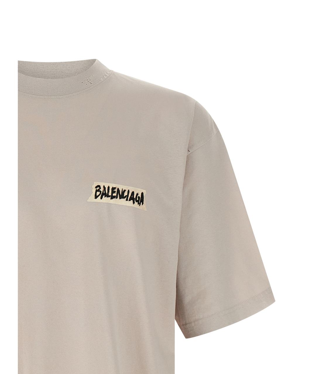 BALENCIAGA Серая хлопковая футболка, фото 3