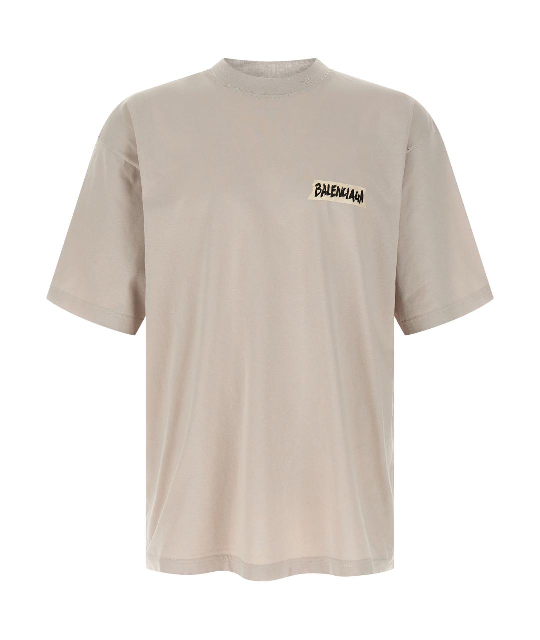 BALENCIAGA Серая хлопковая футболка, фото 1