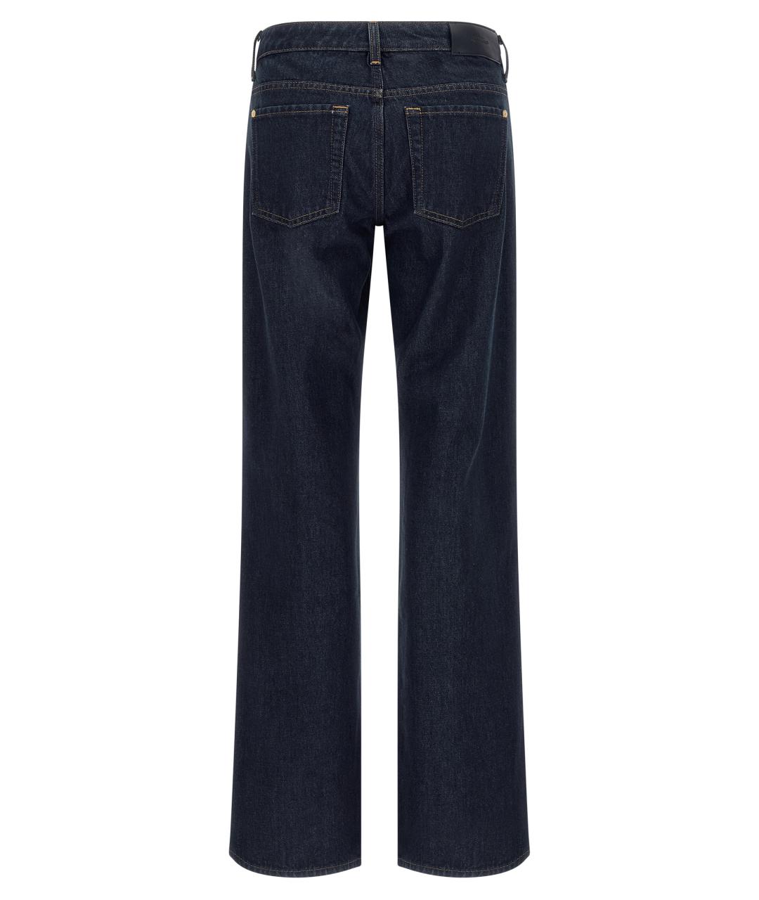 7 FOR ALL MANKIND Синие хлопковые прямые джинсы, фото 2