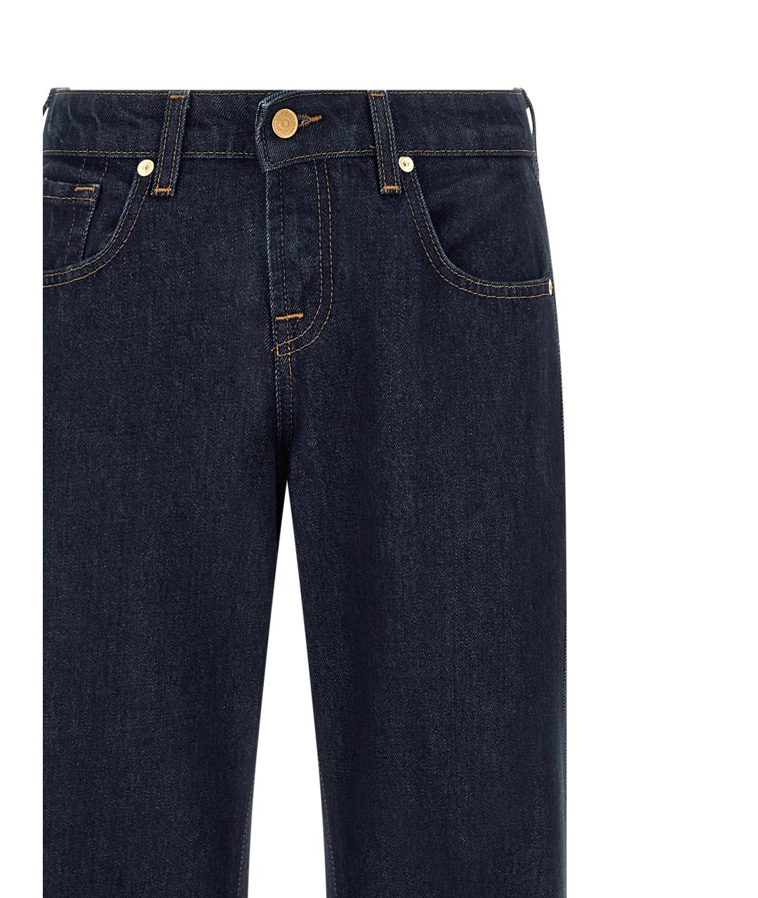 7 FOR ALL MANKIND Синие хлопковые прямые джинсы, фото 3