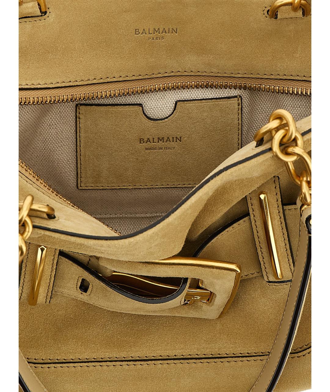 BALMAIN Бежевая кожаная сумка через плечо, фото 4