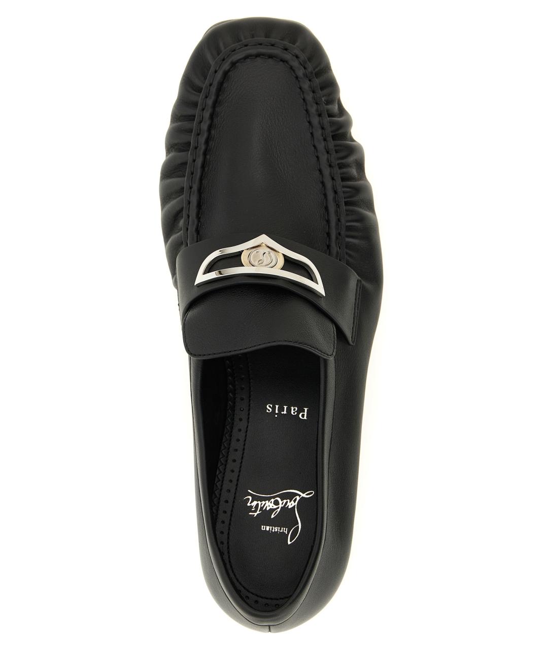 CHRISTIAN LOUBOUTIN Черные кожаные лоферы, фото 4