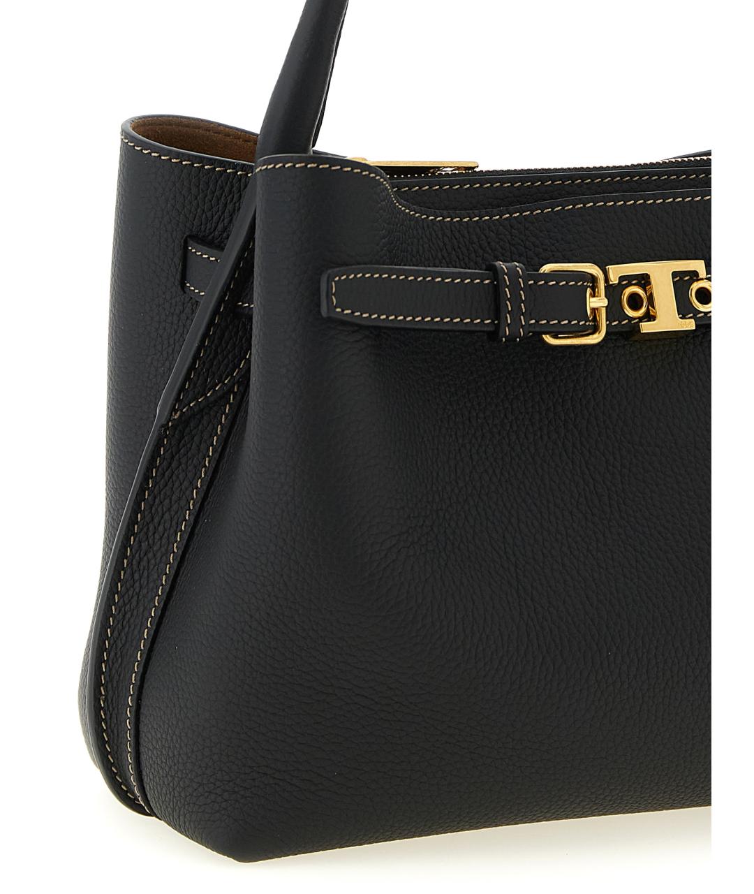 TOD'S Черная кожаная сумка тоут, фото 3