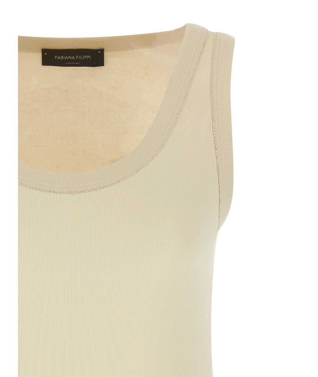 FABIANA FILIPPI Бежевая хлопковая майка, фото 3