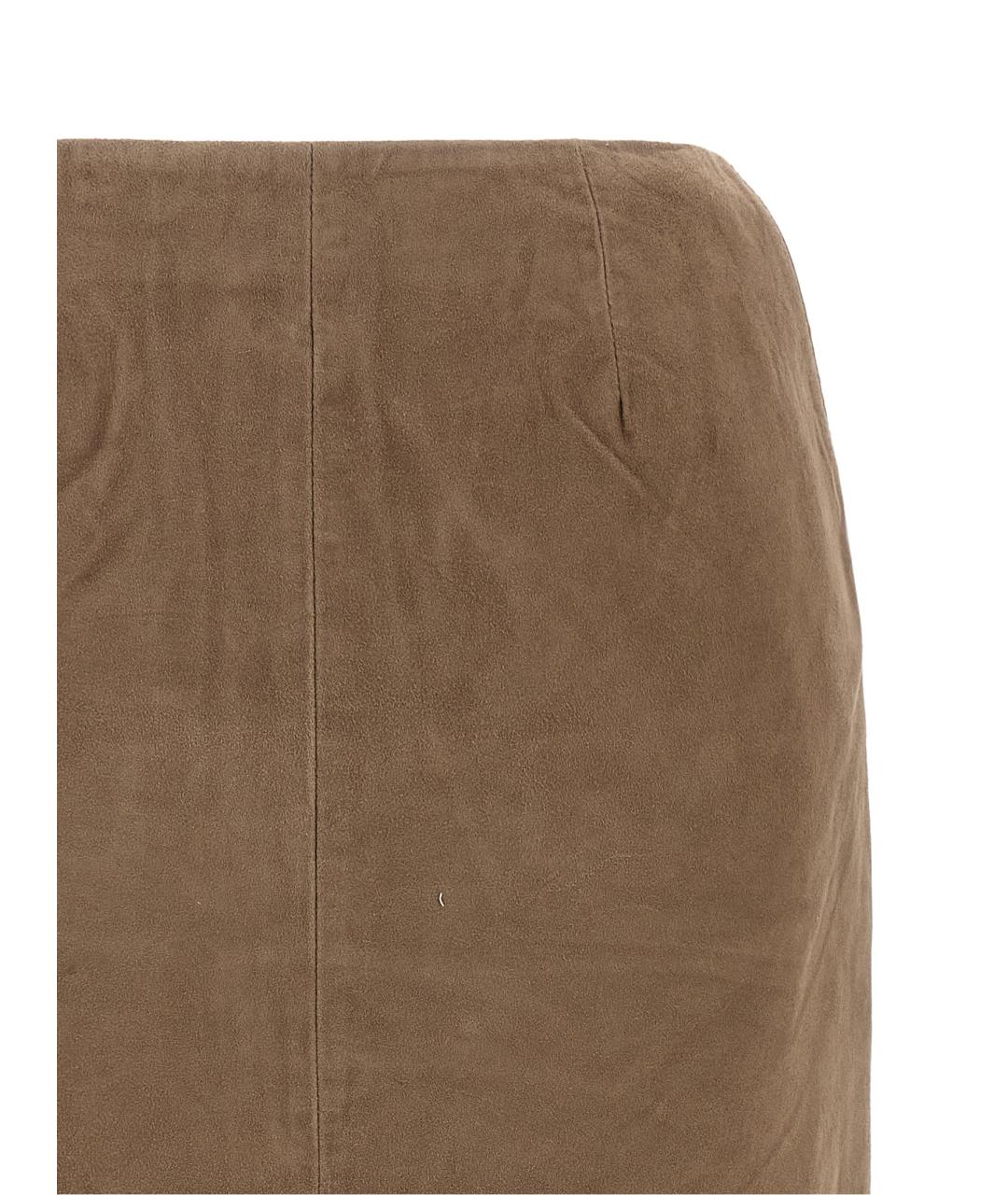 ROTATE Бежевая кожаная юбка миди, фото 3