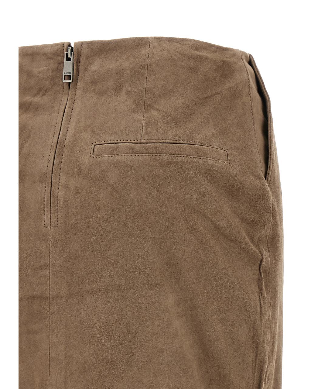 ROTATE Бежевая кожаная юбка миди, фото 4