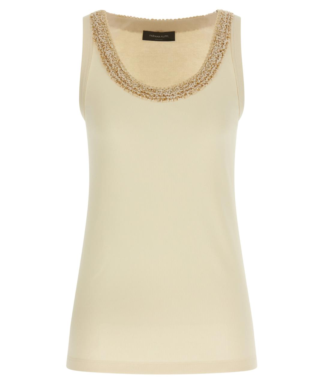 FABIANA FILIPPI Бежевая хлопковая майка, фото 1