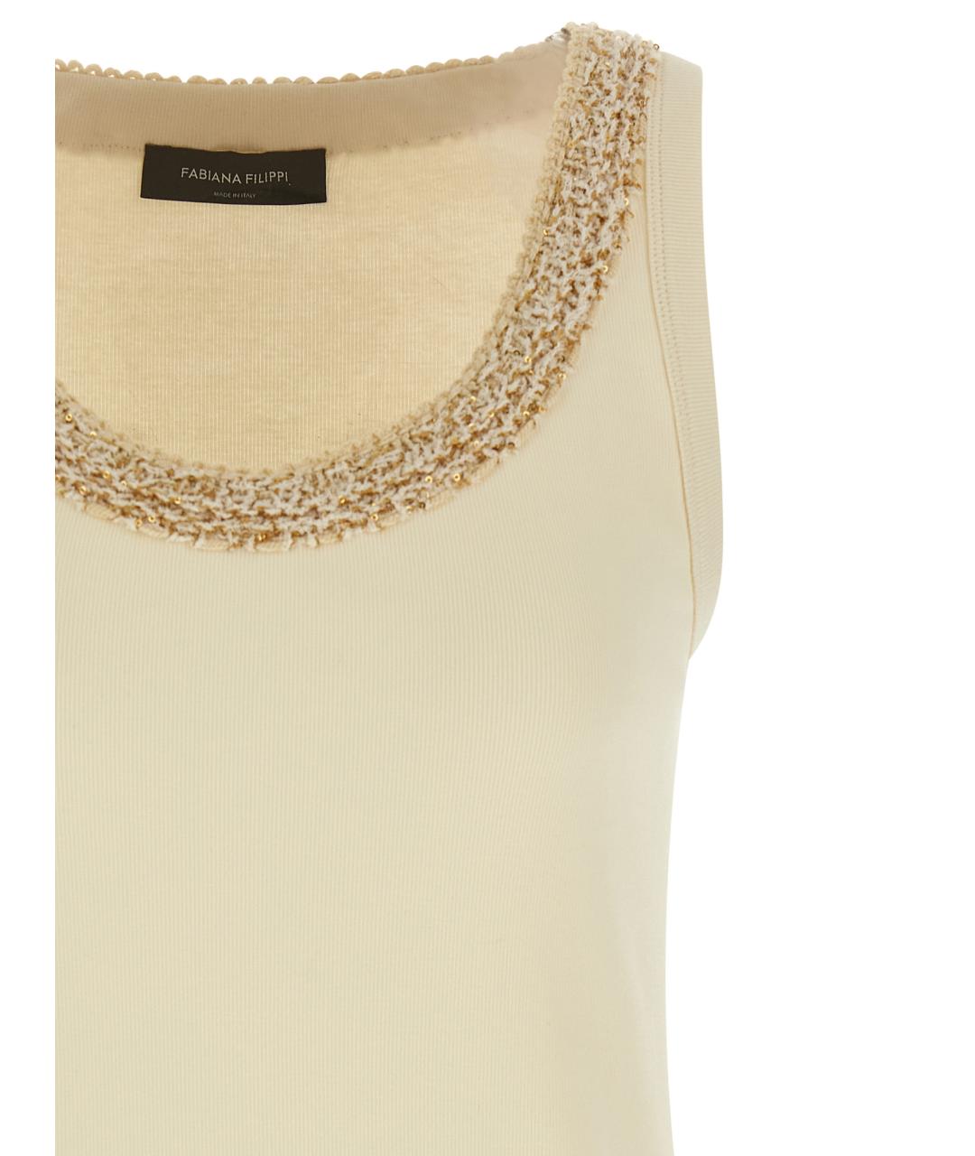 FABIANA FILIPPI Бежевая хлопковая майка, фото 3
