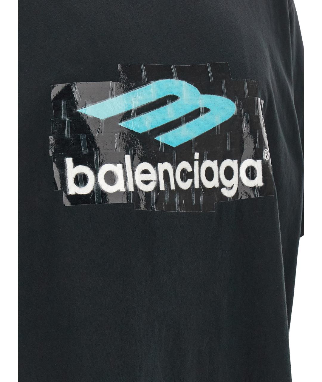 BALENCIAGA Черная хлопковая футболка, фото 4