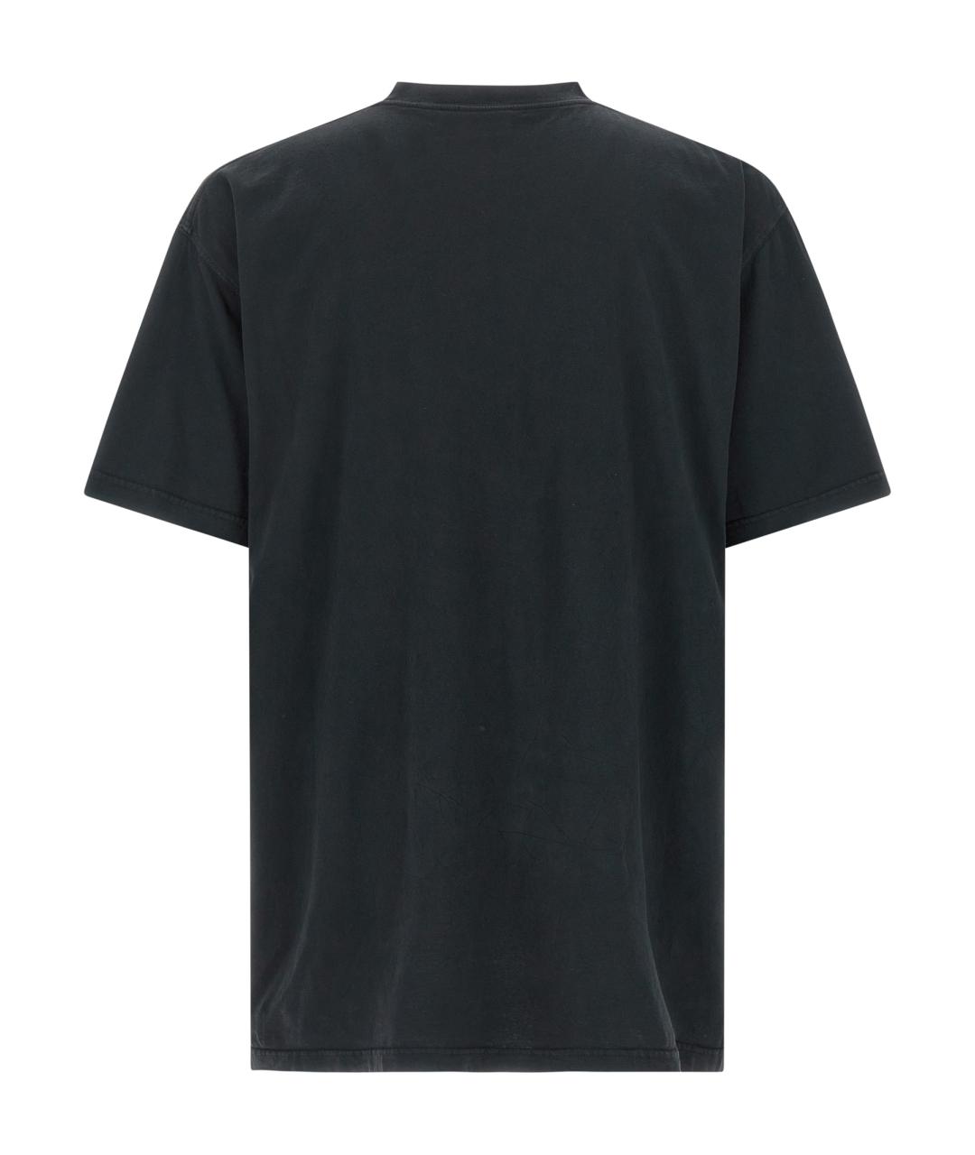 BALENCIAGA Черная хлопковая футболка, фото 2