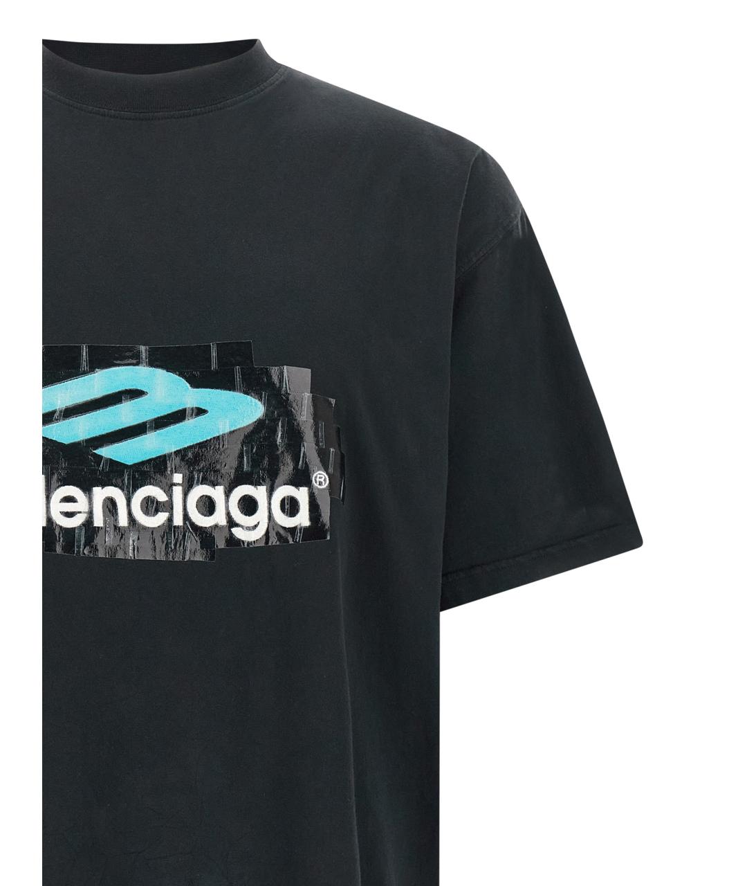 BALENCIAGA Черная хлопковая футболка, фото 3