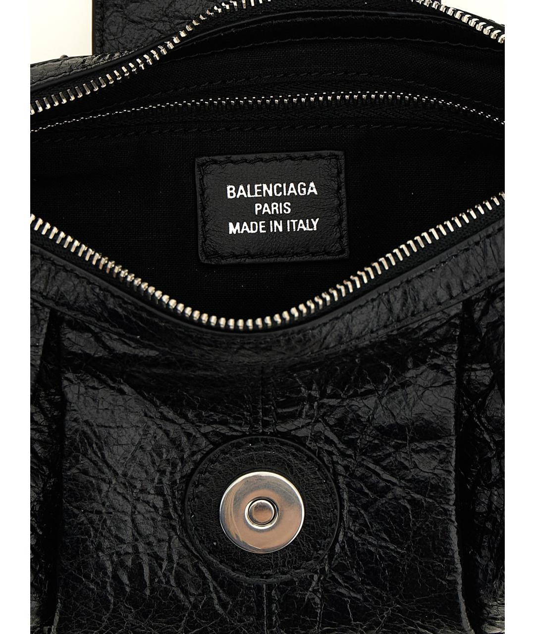 BALENCIAGA Черная кожаная сумка через плечо, фото 5