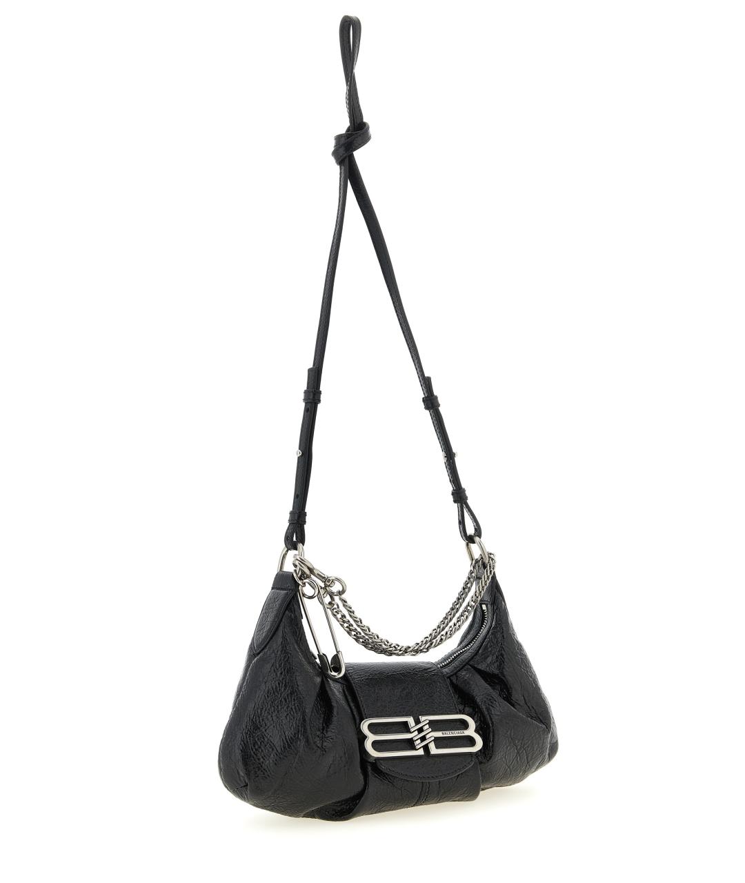 BALENCIAGA Черная кожаная сумка через плечо, фото 4