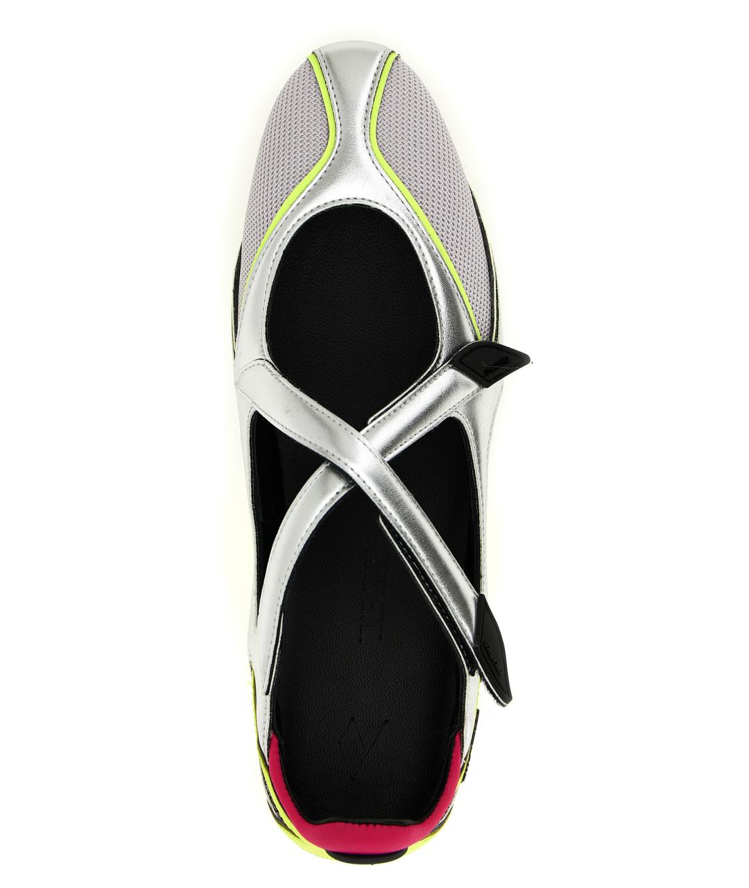 THE ATTICO Серебряные синтетические балетки, фото 4