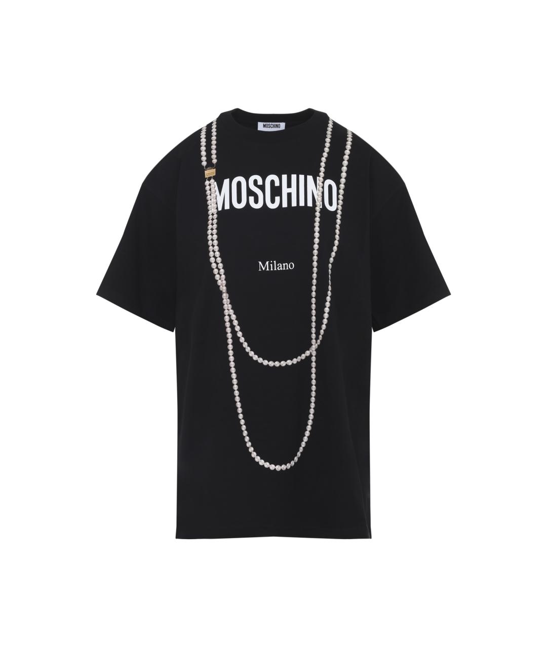 MOSCHINO Черная хлопковая футболка, фото 1