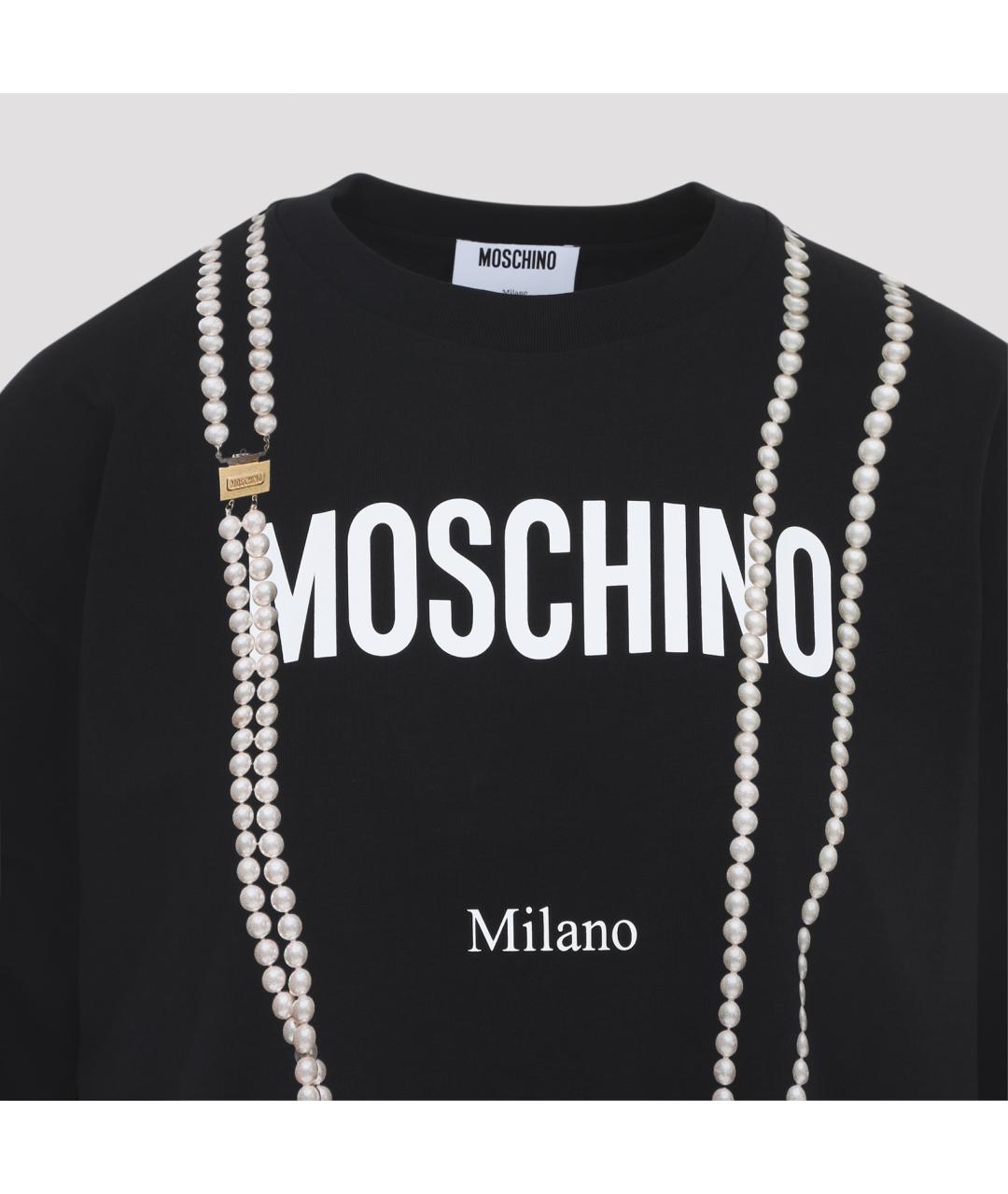 MOSCHINO Черная хлопковая футболка, фото 4