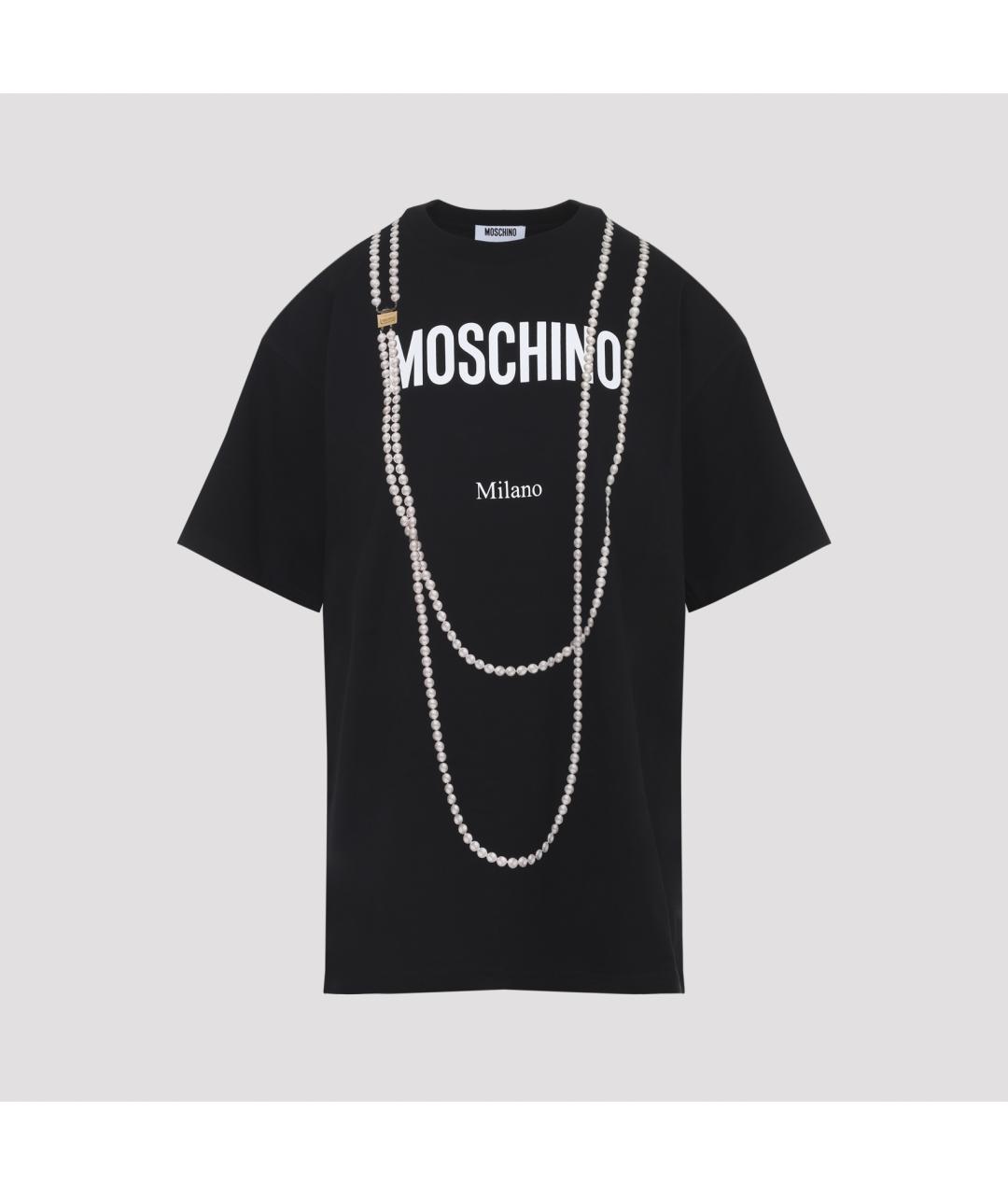 MOSCHINO Черная хлопковая футболка, фото 2