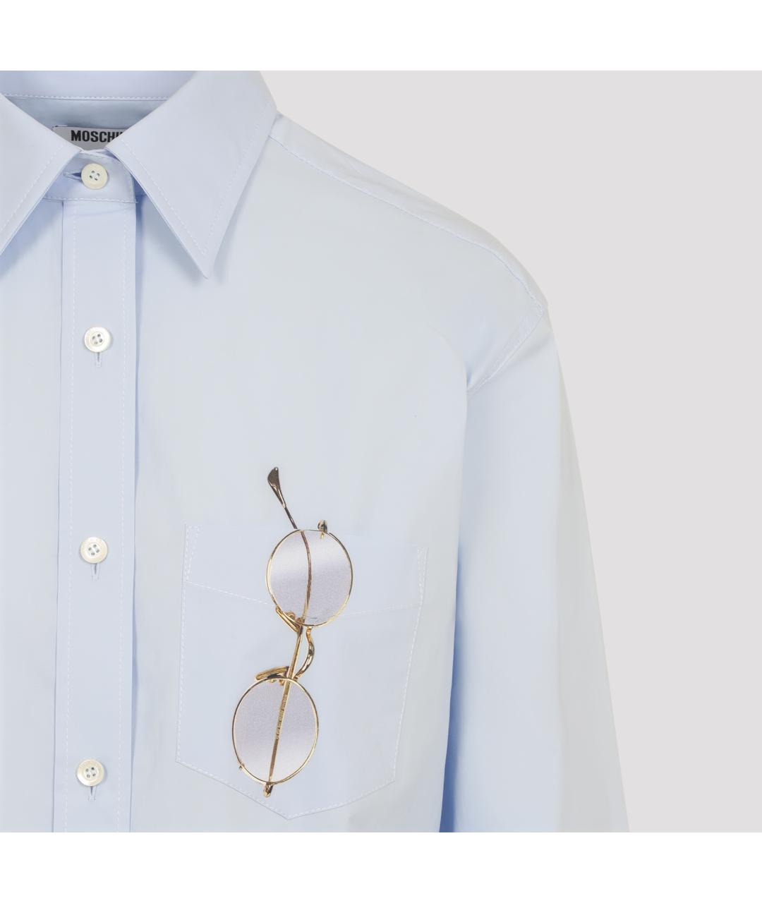 MOSCHINO Голубая хлопковая рубашка, фото 4