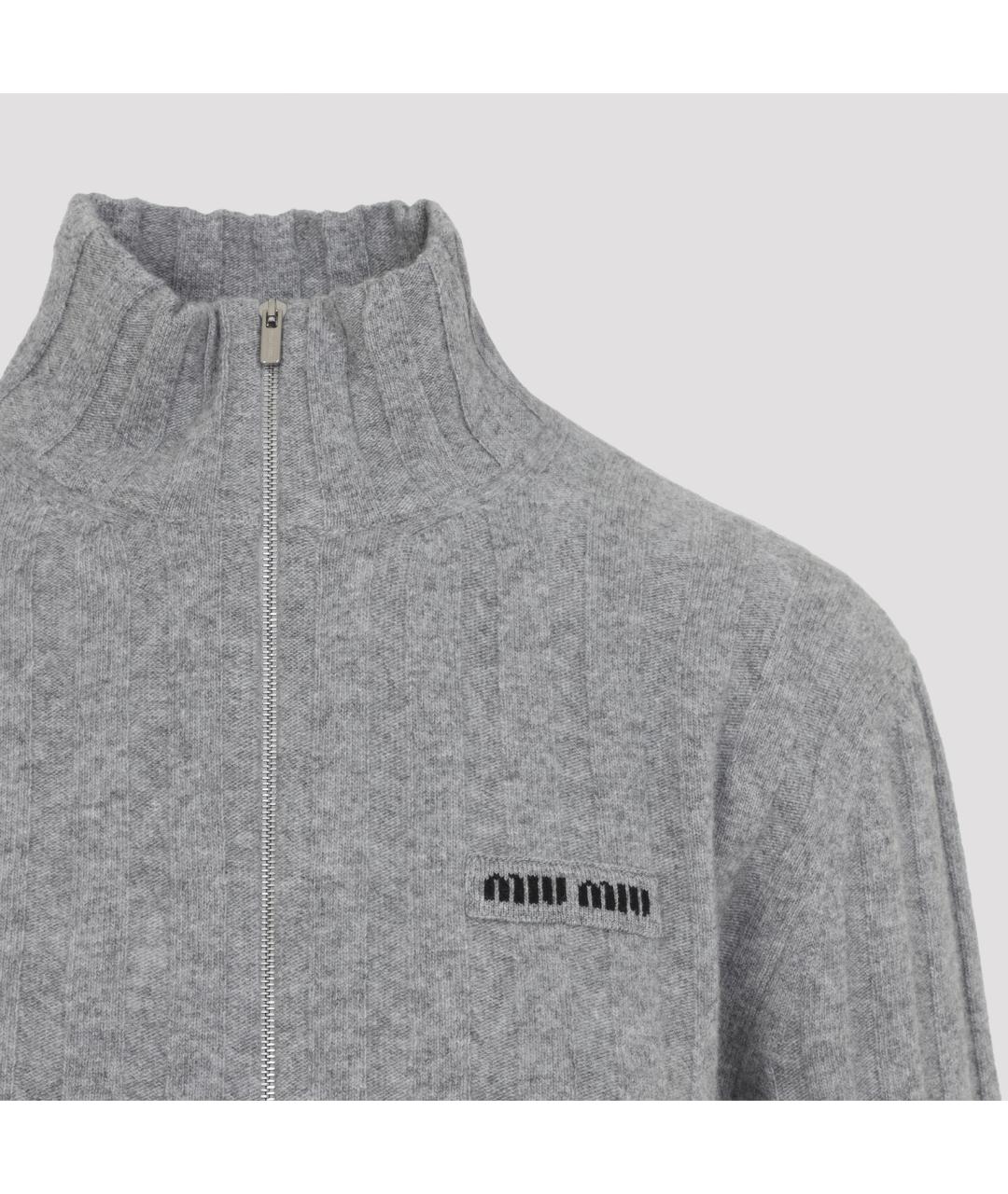 MIU MIU Серый шерстяной кардиган, фото 4