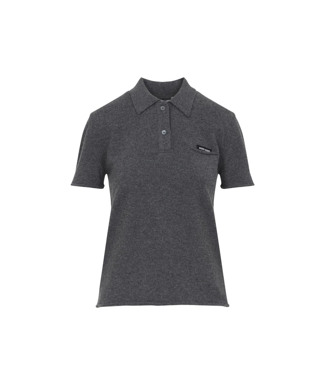 MIU MIU Серая кашемировая футболка, фото 1