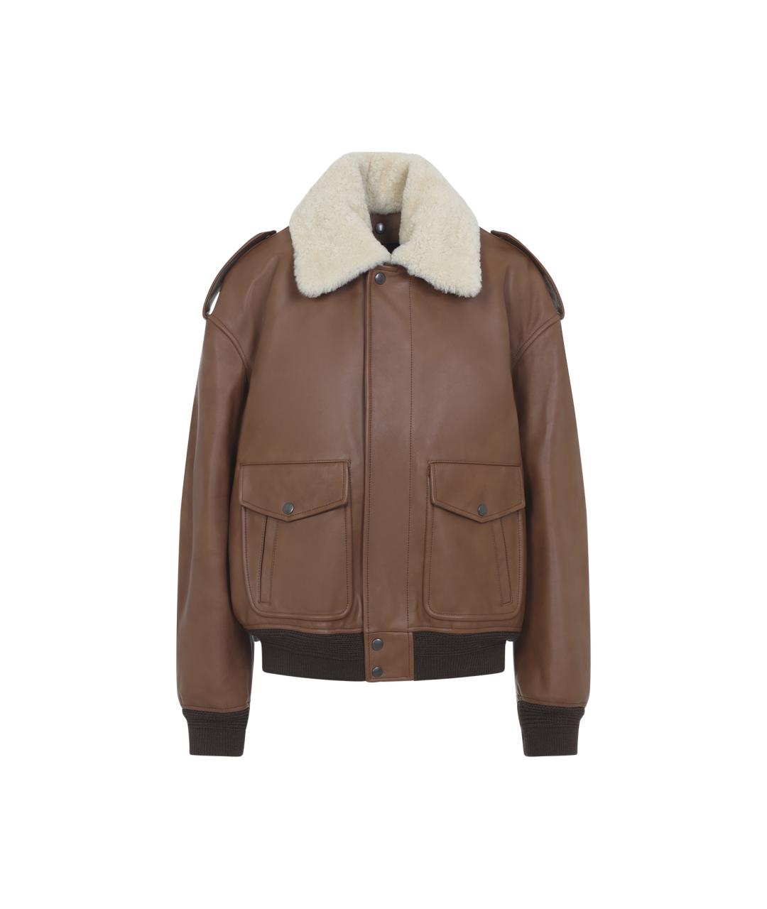 SAINT LAURENT Коричневая кожаная куртка, фото 1