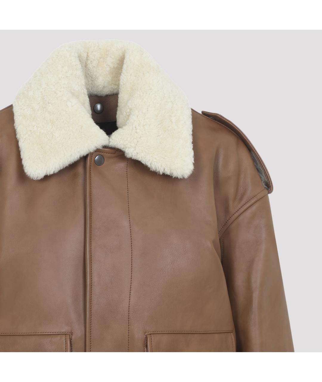 SAINT LAURENT Коричневая кожаная куртка, фото 6