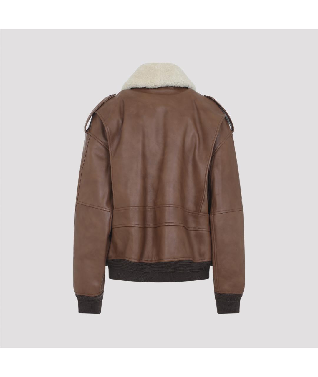 SAINT LAURENT Коричневая кожаная куртка, фото 4