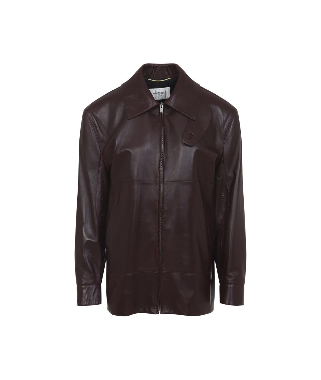 SAINT LAURENT Бордовая кожаная куртка, фото 1