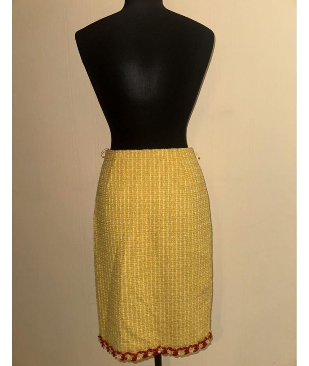 MOSCHINO Желтая шерстяная юбка миди, фото 3