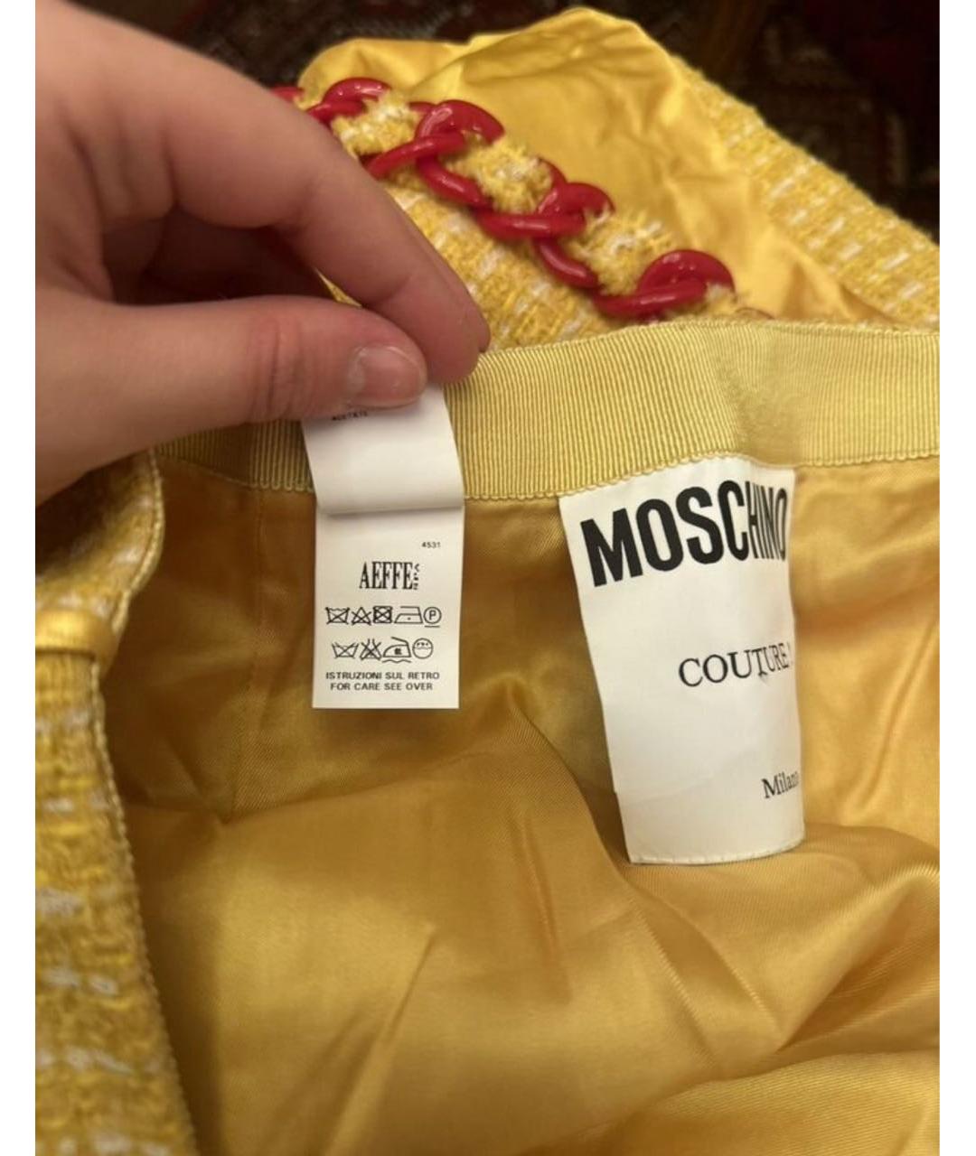 MOSCHINO Желтая шерстяная юбка миди, фото 6