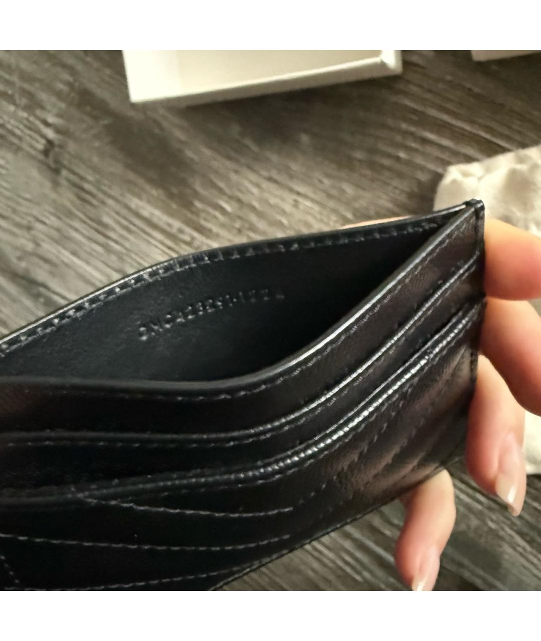 SAINT LAURENT Черный кожаный кардхолдер, фото 5