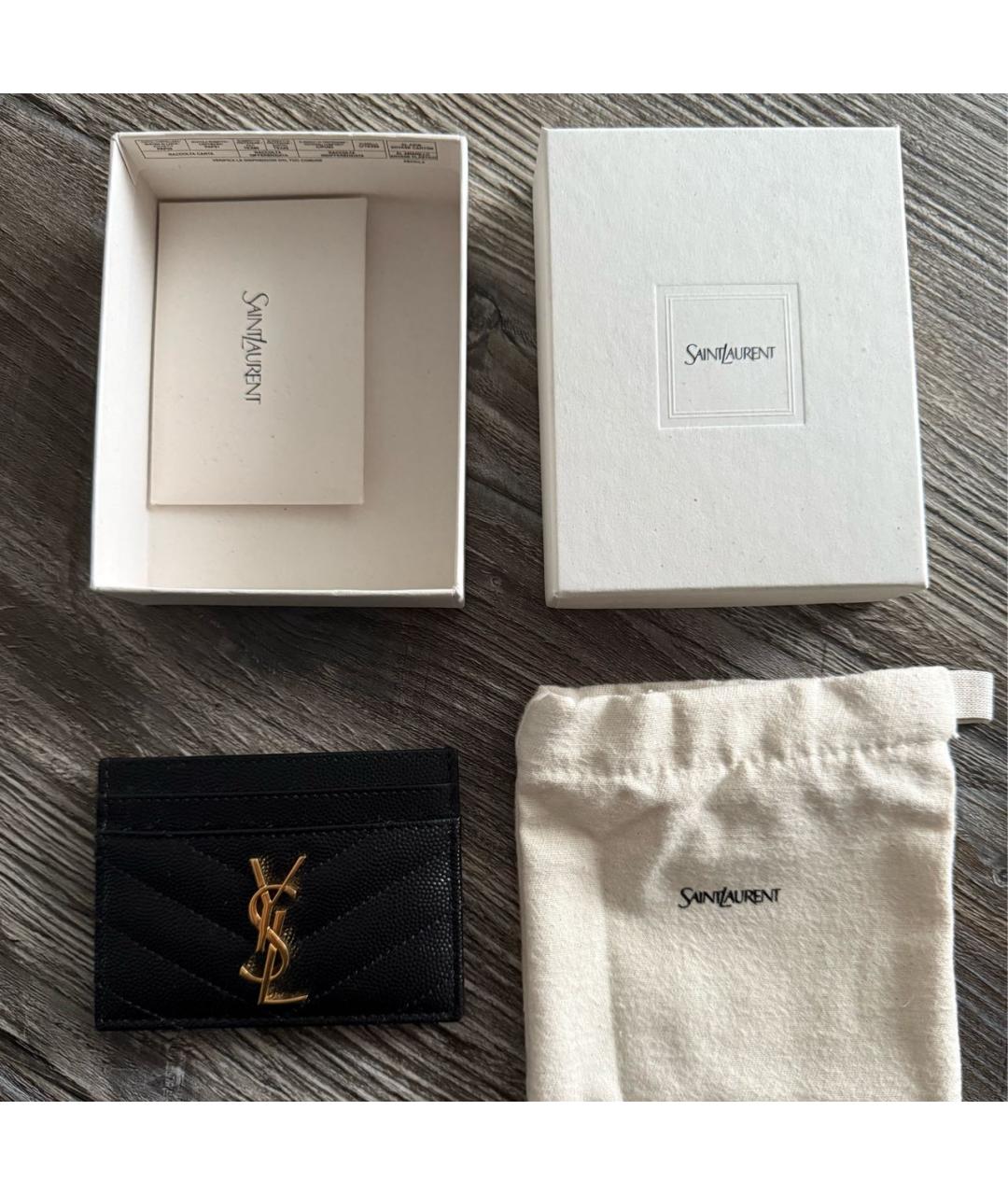 SAINT LAURENT Черный кожаный кардхолдер, фото 7