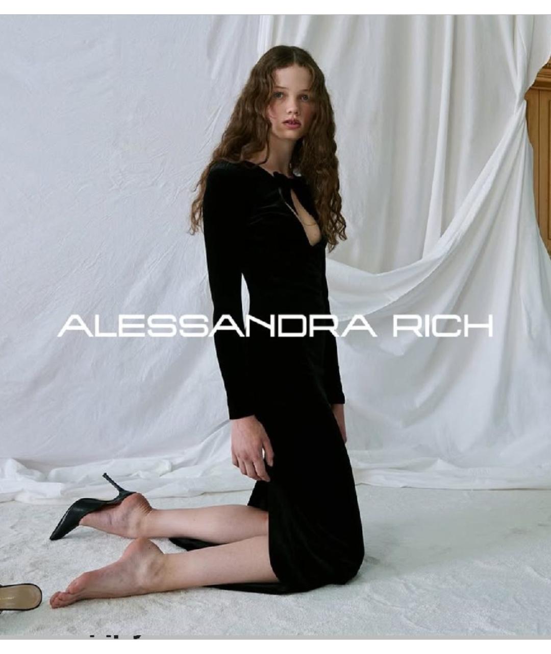 ALESSANDRA RICH Черное велюровое вечернее платье, фото 5