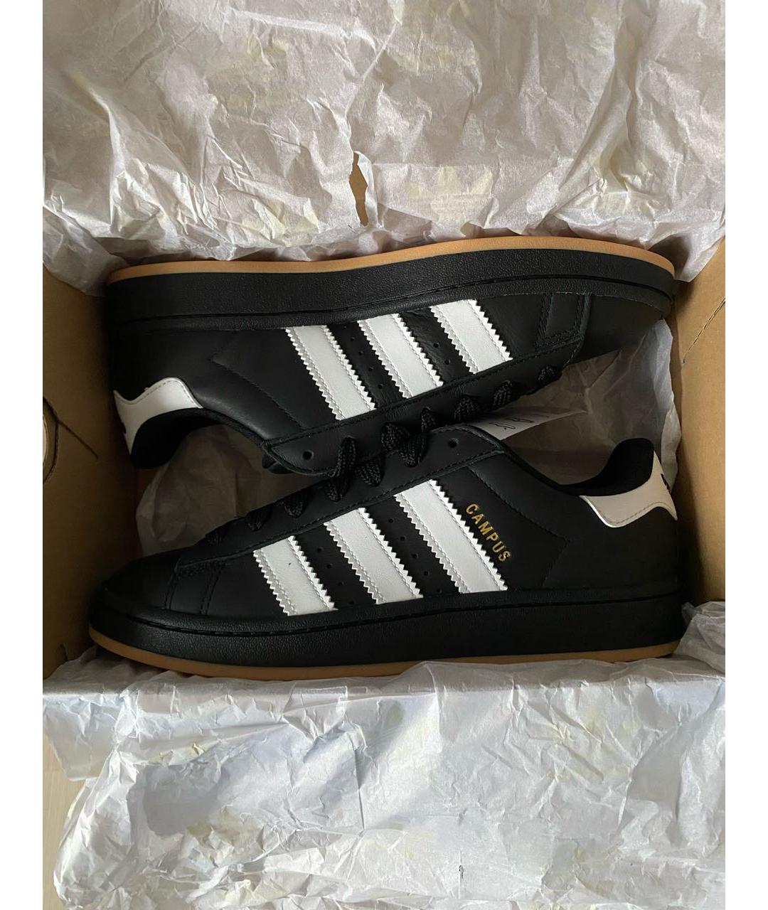ADIDAS Черные кожаные кроссовки, фото 2