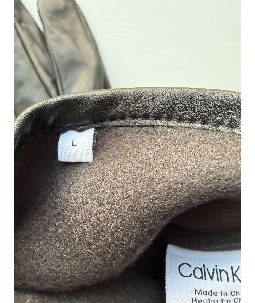 CALVIN KLEIN Черные кожаные перчатки, фото 5