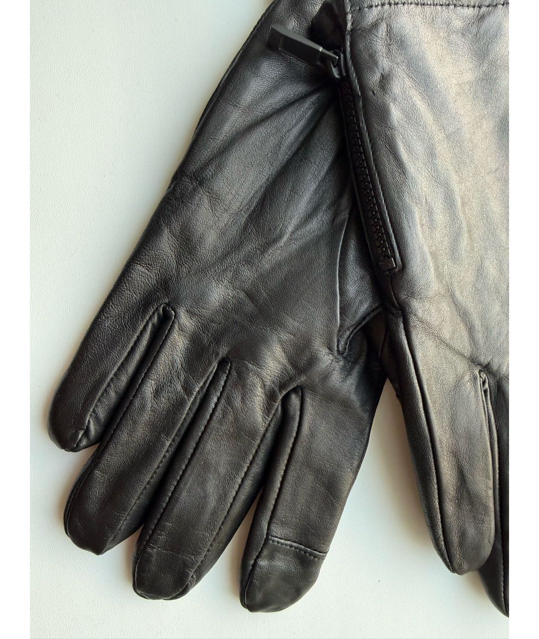 CALVIN KLEIN Черные кожаные перчатки, фото 2
