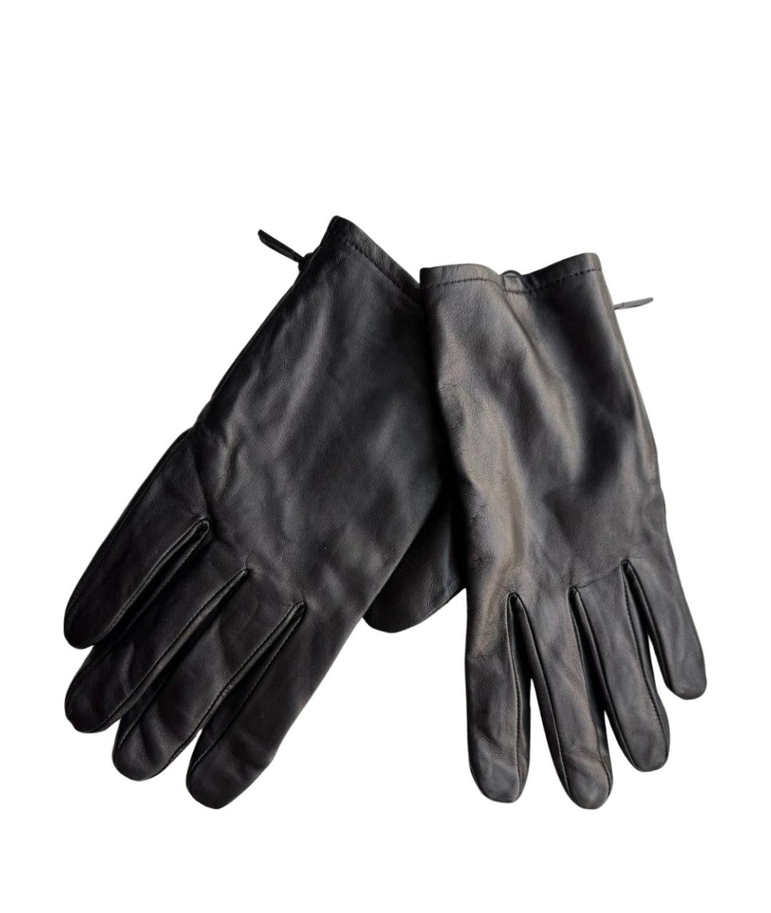 CALVIN KLEIN Черные кожаные перчатки, фото 1