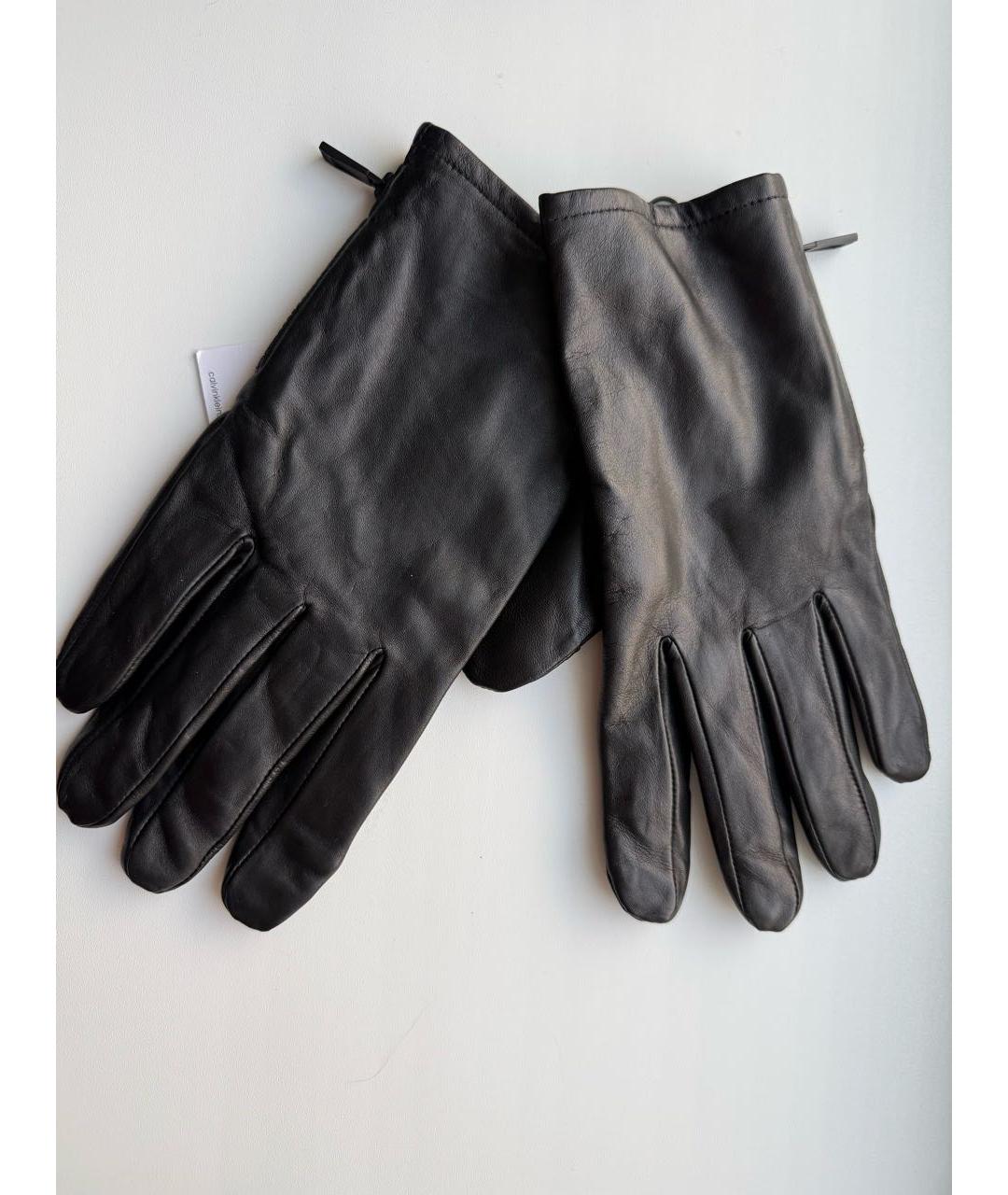 CALVIN KLEIN Черные кожаные перчатки, фото 6