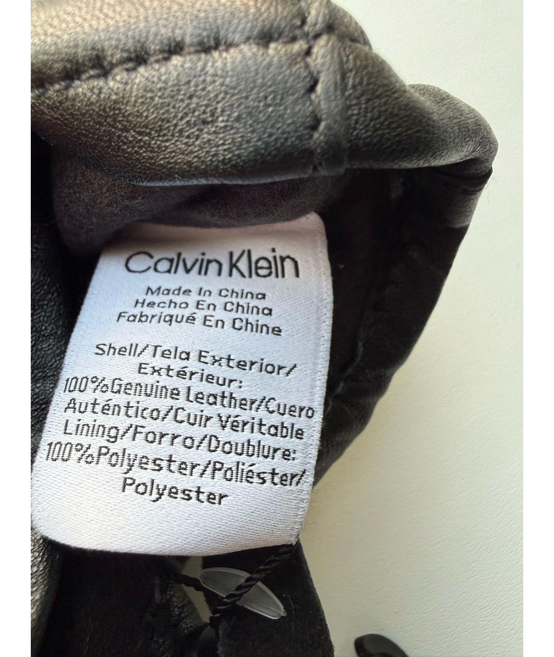 CALVIN KLEIN Черные кожаные перчатки, фото 4