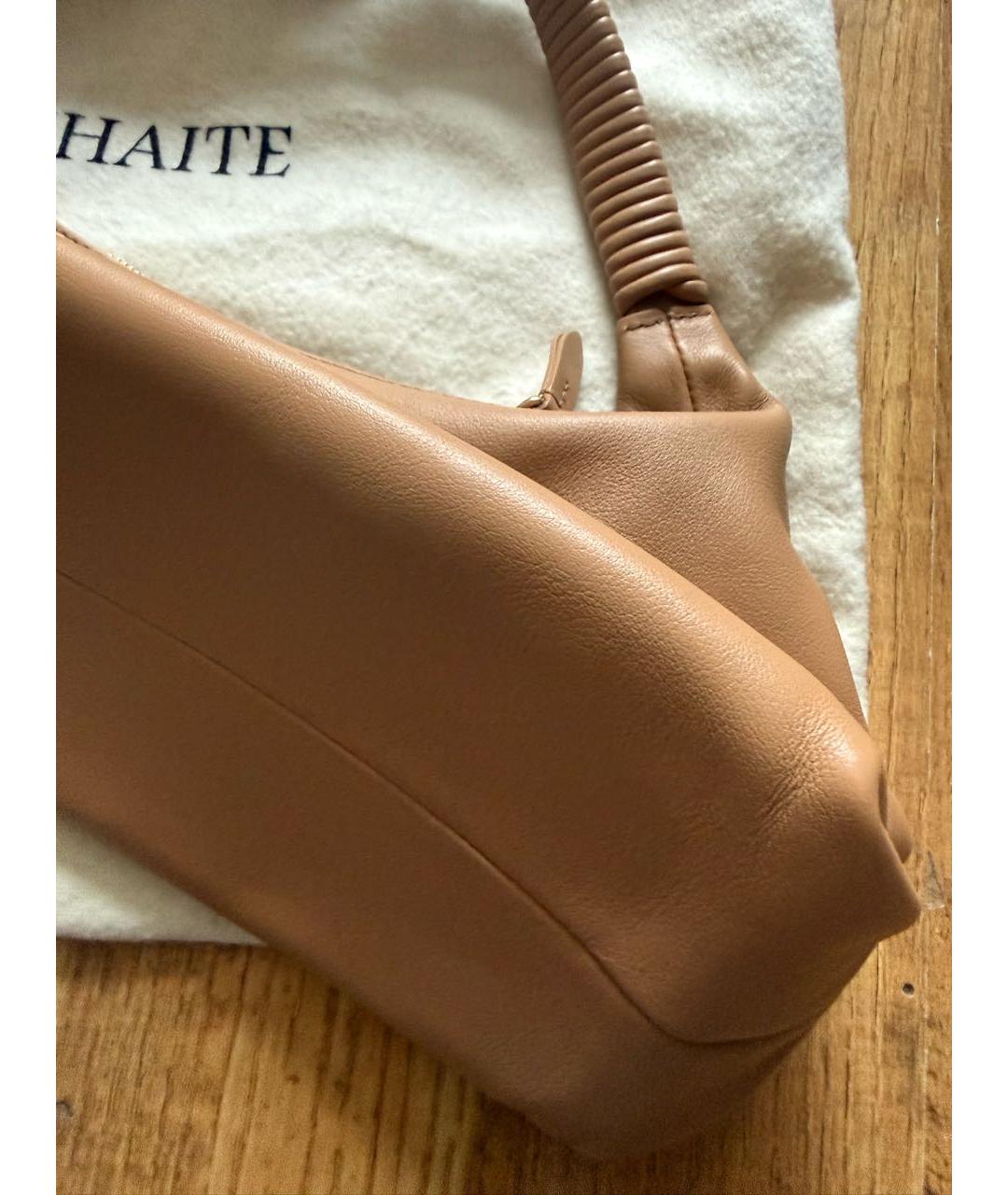 KHAITE Бежевая кожаная сумка с короткими ручками, фото 5