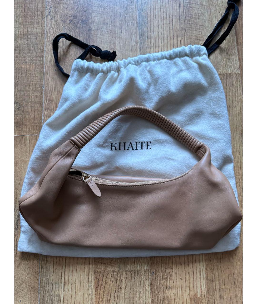 KHAITE Бежевая кожаная сумка с короткими ручками, фото 6