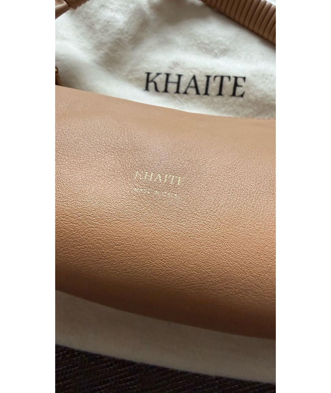 KHAITE Бежевая кожаная сумка с короткими ручками, фото 7